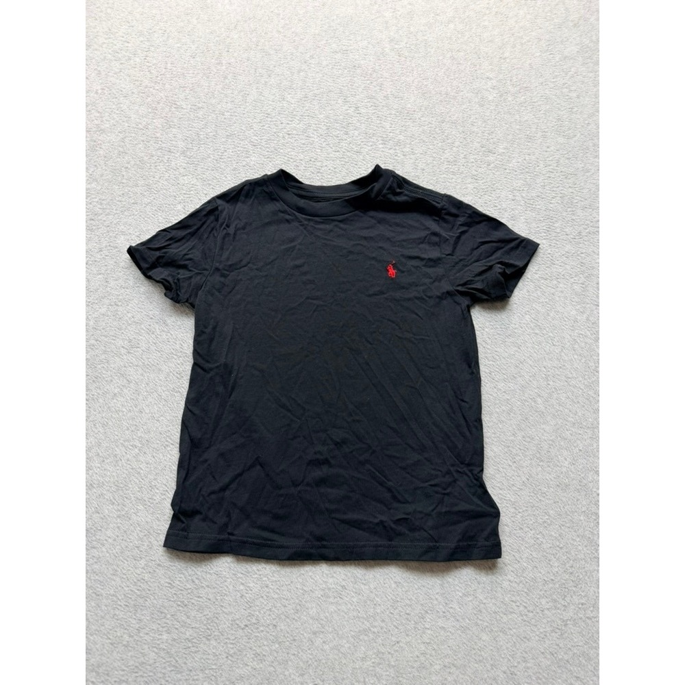 Polo Ralph Lauren Boys Black Short Sleeve T-Shirt Red Pony Logo Size 6